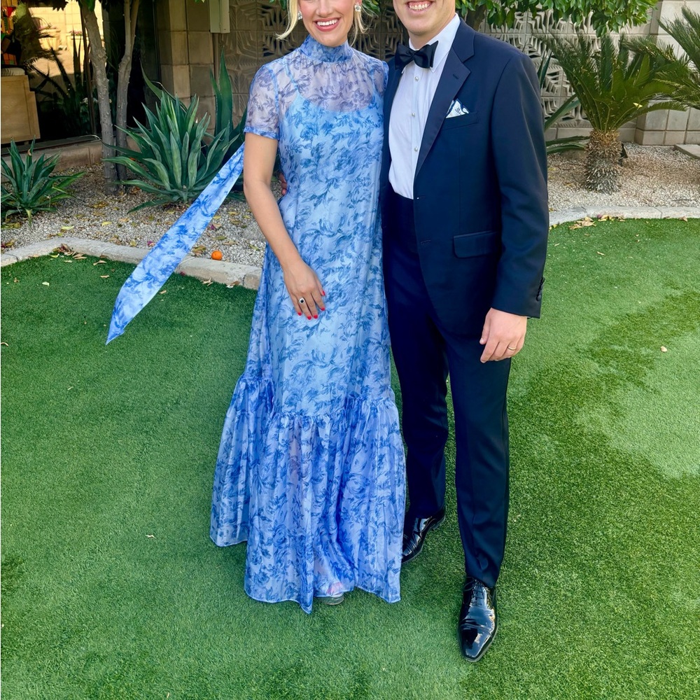 STAUD Blue Floral Maxi Dress